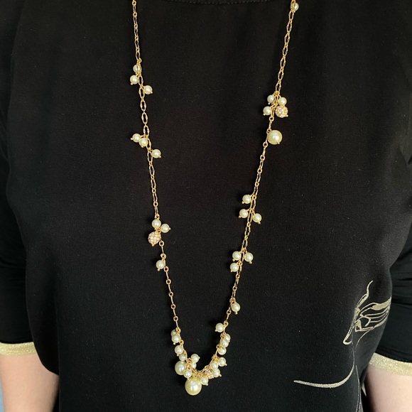 J.Crew Long Gold Pearl Necklace - Picture 6 of 7